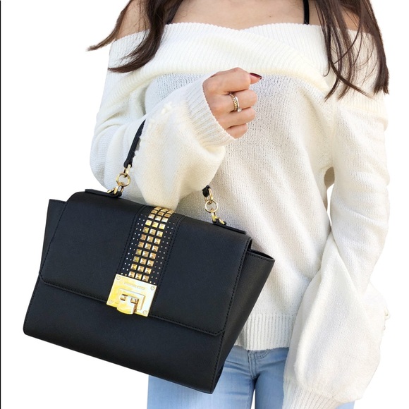 Michael Kors Tina Studded East West Crossbody Blac - Picture 2 of 8